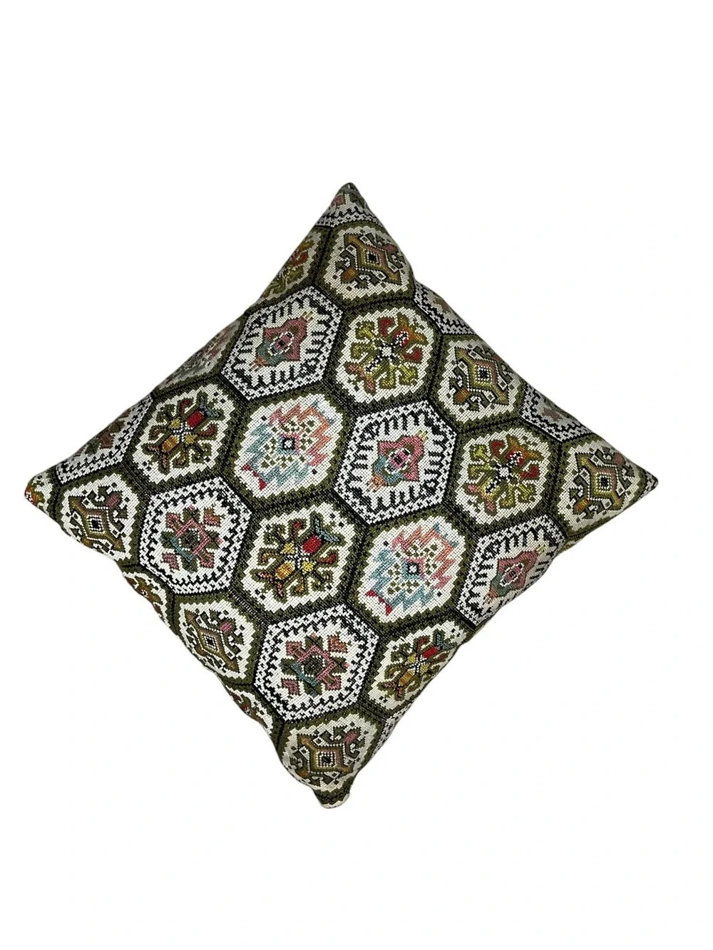 Set of 3 Vintage Style Tapestry Throw Pillows Floral Geometric Boho Cottage